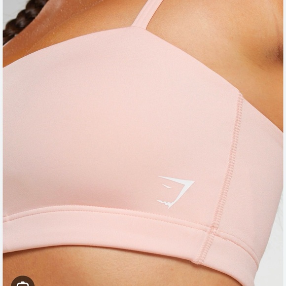 Gymshark Misty Pink Bandeau Sports Bra with Thin Straps and Snug Fit - Picture 2 of 6